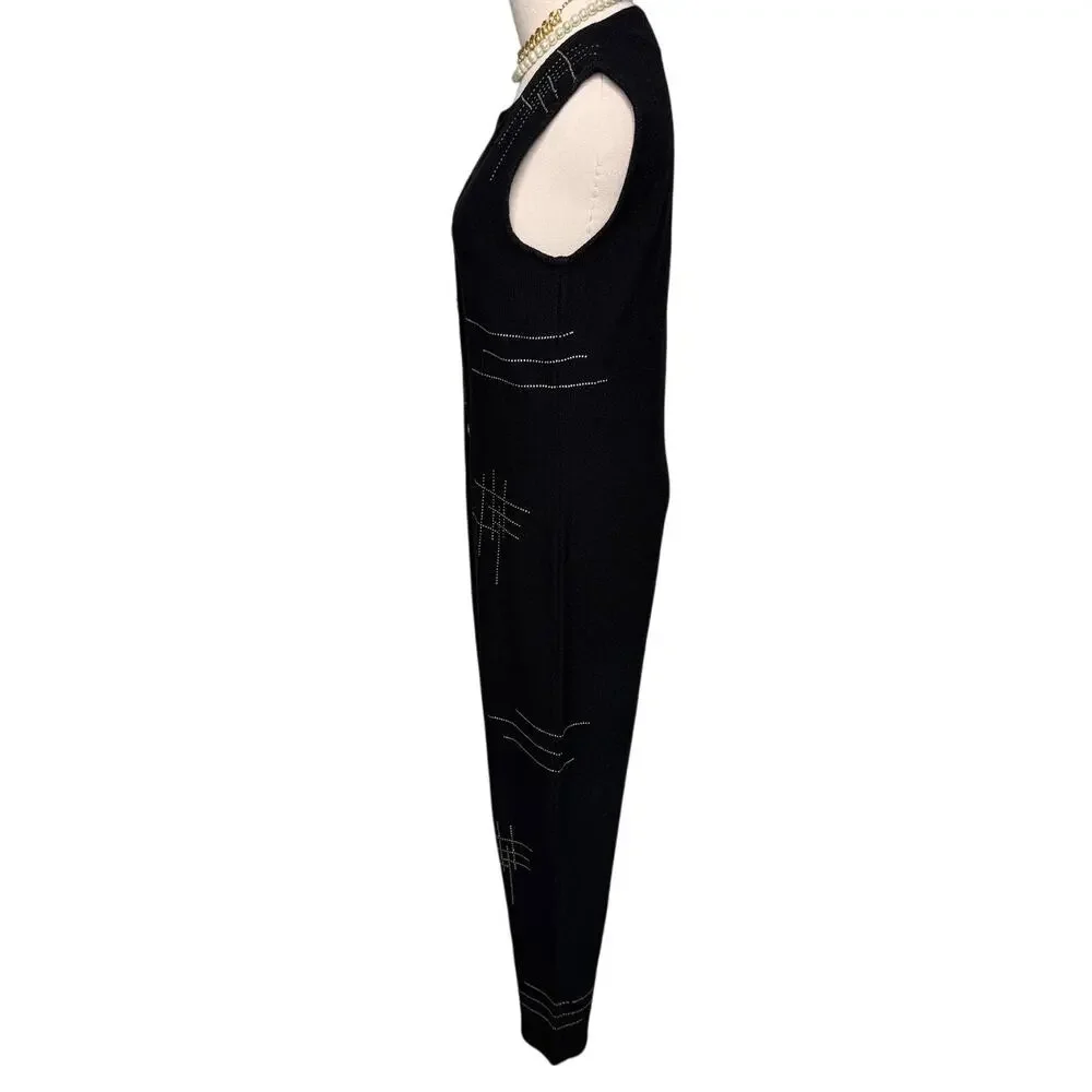 Jennifer Roberts Vintage Black Metallic Studded Jumpsuit one piece art wear S/M - Picture 5 of 14